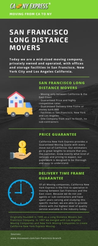 San Francisco Long Distance Movers - Moving from CA to NY