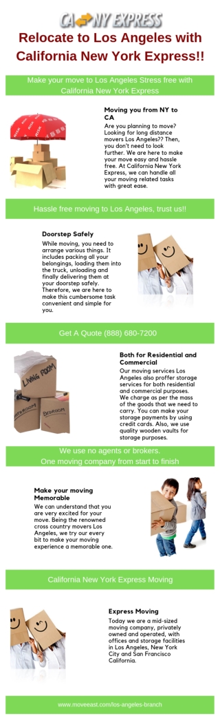 Relocate to Los Angeles with California New York Express!! Moving you from NY to CA
