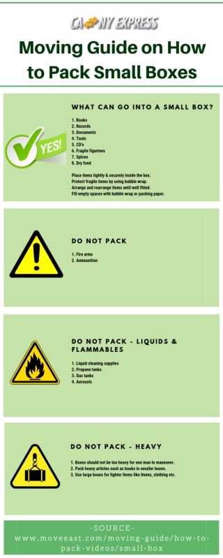 Moving guide on how to pack small boxes