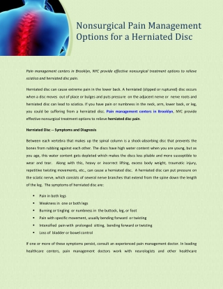 Nonsurgical Pain Management Options for a Herniated Disc