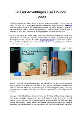To Get Advantages Use Coupon Codes