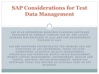 SAP Test Data