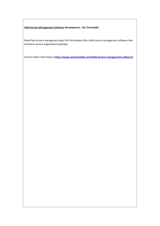 Field Service Management Software Development - Ais Technolabs