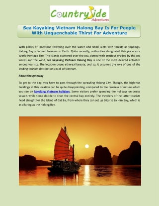 Sea Kayaking Vietnam Halong Bay Is For People With Unquenchable Thirst For Adventure