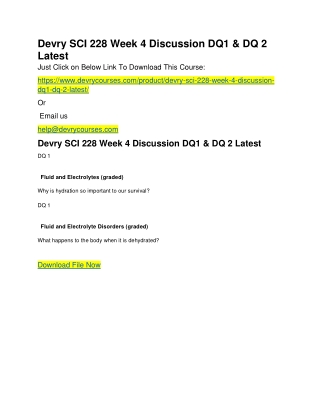 Devry SCI 228 Week 4 Discussion DQ1 & DQ 2 Latest