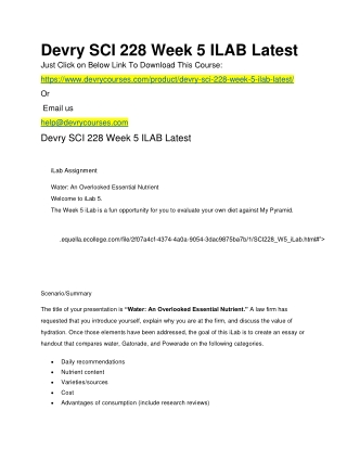 Devry SCI 228 Week 5 ILAB Latest