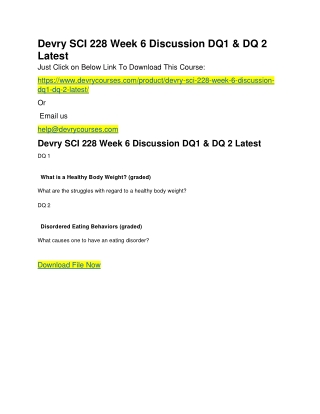 Devry SCI 228 Week 6 Discussion DQ1 & DQ 2 Latest