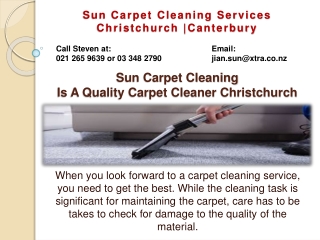 Sun Carpet Cleaning Is A Quality Carpet Cleaner Christchurch