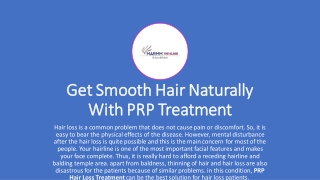 Get Smooth Hair Naturally With PRP Treatment