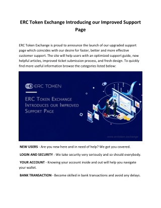 ERC Token Exchange Introducing our Improved Support Page