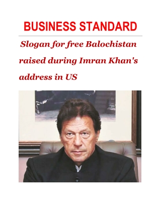 Slogan for free Balochistan raised during Imran Khan's address in US