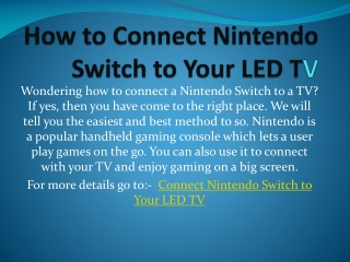 How to Connect Nintendo Switch to Your LED TV