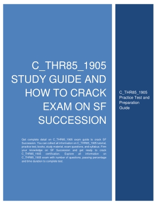 C_THR85_1905 STUDY GUIDE AND HOW TO CRACK EXAM ON SF SUCCESSION