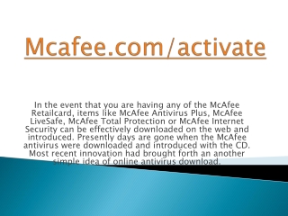 McAfee.com/Activate - McAfee Activate | McAfee com Activate