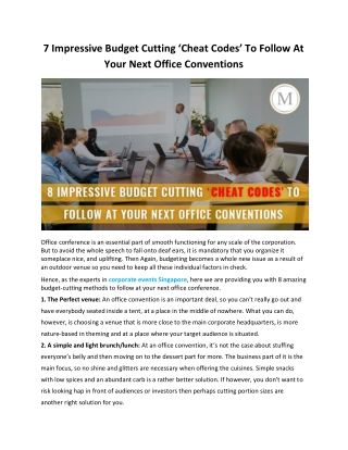 7 impressive budget cutting ‘cheat codes’ to follow at your next office conventions