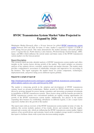 HVDC Transmission System Market Value Projected to Expand by 2026