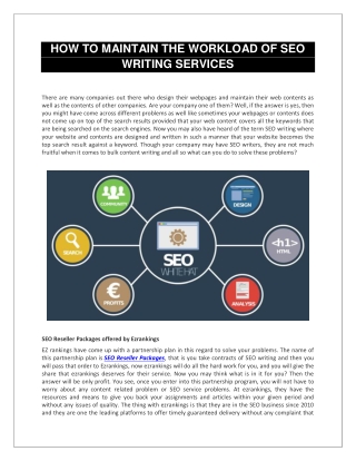 HOW TO MAINTAIN THE WORKLOAD OF SEO WRITING SERVICES