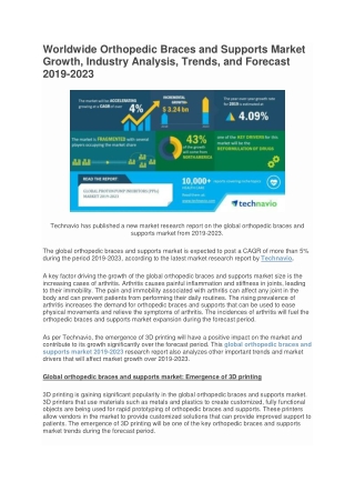 Global Orthopedic Braces & Supports Market - Exclusive Report by Industry Survey, Market Size, Competitive Trends and Re