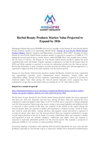 Herbal Beauty Products Market Value Projected to Expand by 2026