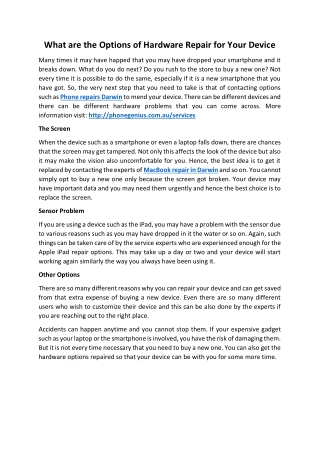 What are the Options of Hardware Repair for Your Device