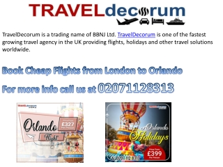 Book Cheap Orlando Flight and Holidays Tickets from London