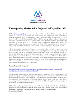 Electroplating Market Value Projected to Expand by 2026