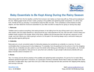 Baby Essentials to Be Kept Along During the Rainy Season