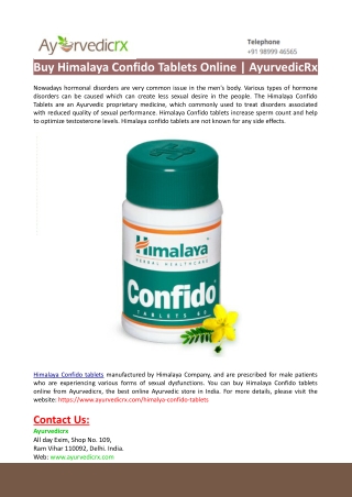 Buy Himalaya Confido Tablets Online-AyurvedicRx