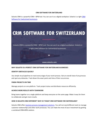 CRM Software for Switzerland - Solastis