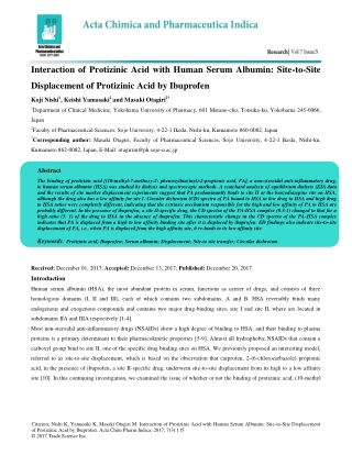 Interaction of Protizinic Acid with Human Serum Albumin: Site-to-Site Displacement of Protizinic Acid by Ibuprofen