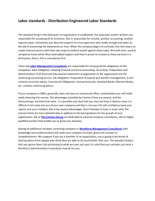 Labor standards - Distribution Engineered Labor Standards
