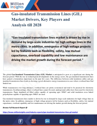 Gas-insulated Transmission Lines (GIL) Market Drivers, Key Players and Analysis till 2028