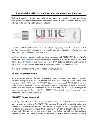Travel with UNITE Hair’s Products on Your Next Vacation