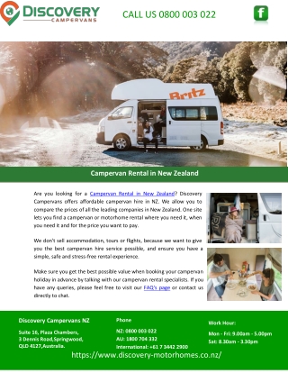 Campervan Rental in New Zealand