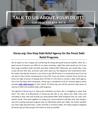 Ooraa.org: One-Stop Debt Relief Agency for the Finest Debt Relief Programs