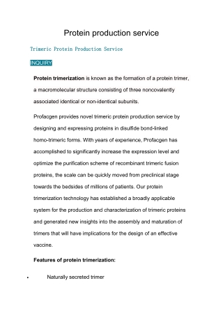 protein production service