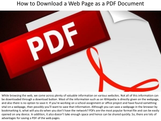 How to Download a Web Page as a PDF Document