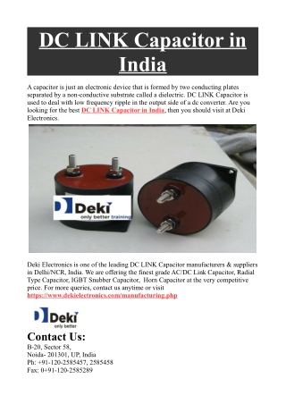 DC LINK Capacitor in India