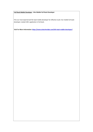 Full Stack Mobile Developer - Hire Mobile Full Stack Developer