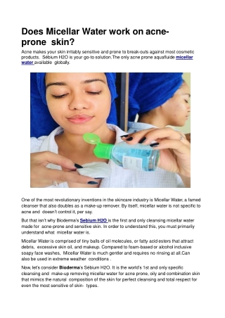 Does Micellar Water work on acne-prone skin? - Bioderma India