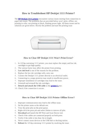 Find the Perfect HP Deskjet 1111 printer setup Guide