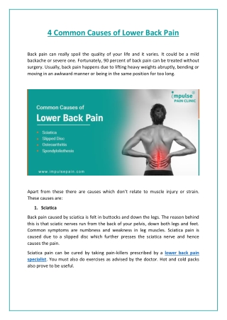 Common Causes of Lower Back Pain