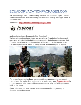 Best Vacation in Ecuador