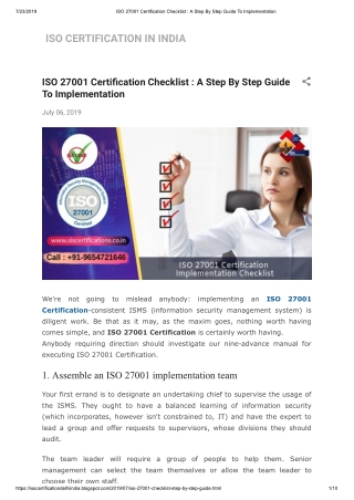 are you know about ISO 27001 Certification Checklist?
