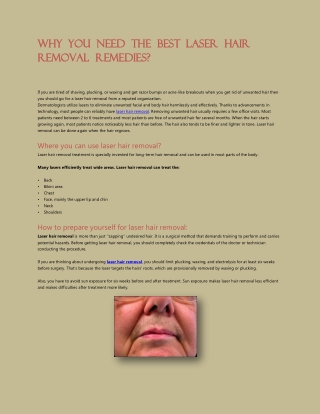 Why you need the best laser hair removal remedies?