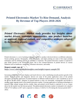 Printed Electronics Market Development Analysis Contributing Top Vendor Landscape and Economic Growth 2026