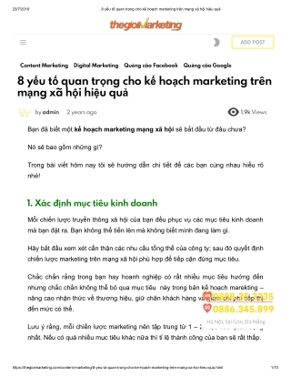 8 yếu tố quan trọng cho kế hoạch marketing trên mạng xã hội hiệu quả - thegioimarketing.vn