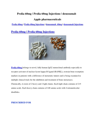 Prolia 60mg | Prolia 60mg Injections | denosumab | Apple pharmaceuticals