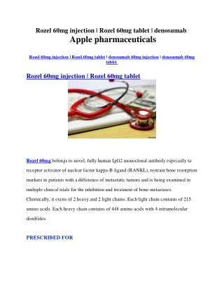 Rozel 60mg injection | Rozel 60mg tablet | denosumab | Apple pharmaceuticals