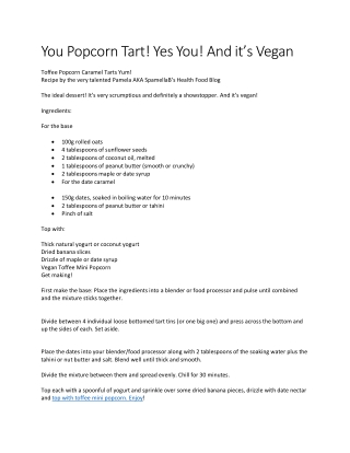 You Popcorn Tart! Yes You! And it’s Vegan